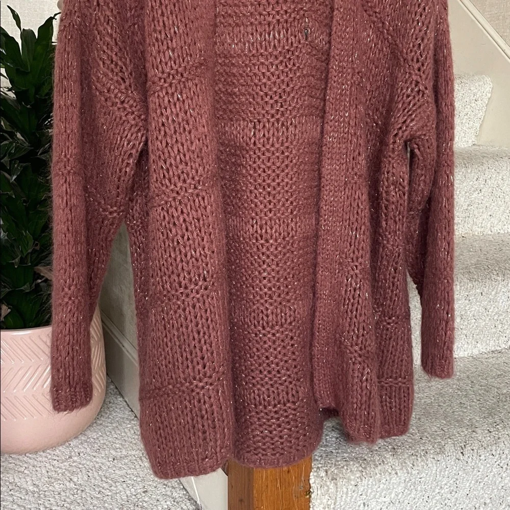 Venti6 Cozy Knit Open-Front Mohair Sweater Cardigan
